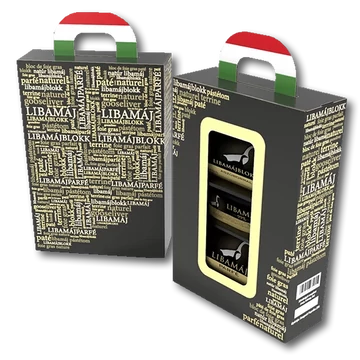 tradicionális hízottliba-máj termékek díszdobozban